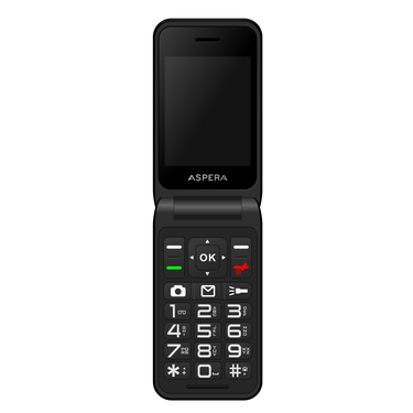 Aspera F46 Seniors 4G BIG button FLIP mobile phone with CRADLE- Black / Green